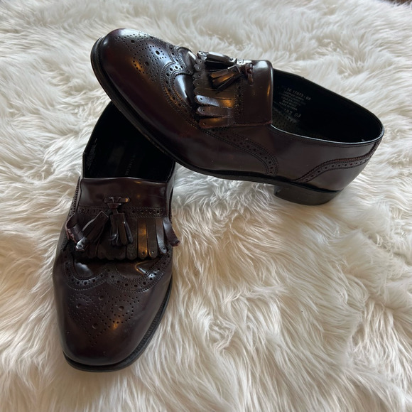 Florsheim Mens Lexington Wingtip Loafer Dress Shoes Brown Leather Tassel 9.5 3E - Picture 1 of 10